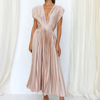 LOFT Boutique™ - Elegant V-ringad veckad maxi