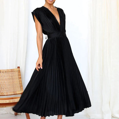 LOFT Boutique™ - Elegant V-ringad veckad maxi