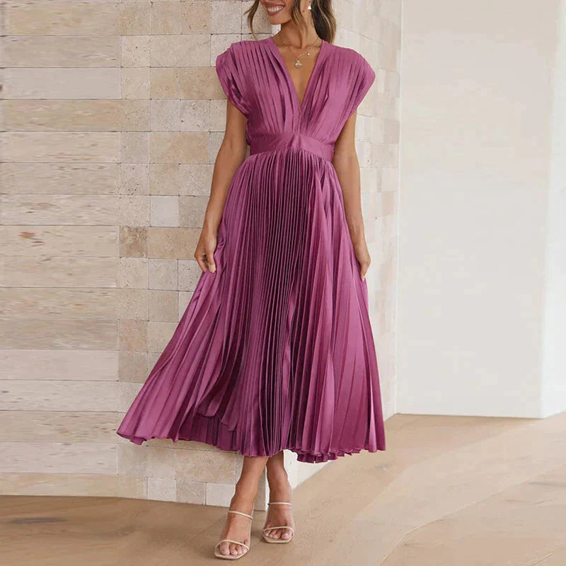 LOFT Boutique™ - Elegant V-ringad veckad maxi